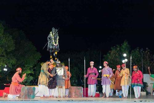 Artists performing during the play on Maharana Pratap