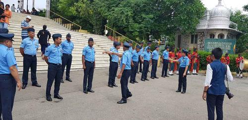 Airforce Officers preparing for the Salutation Programme at Veerata Chowk