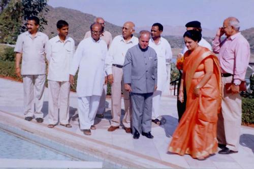 Former President of India Shri Pranab Mukherjee with Dr. Girija Vyas ( Former MP) during his visit of Maharana Pratap Smarak Samiti