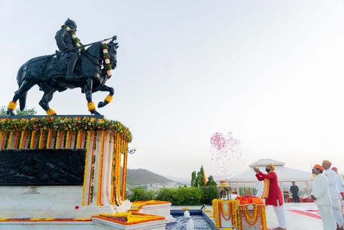President MPSS giving Floral Tribute to Maharana Pratap  