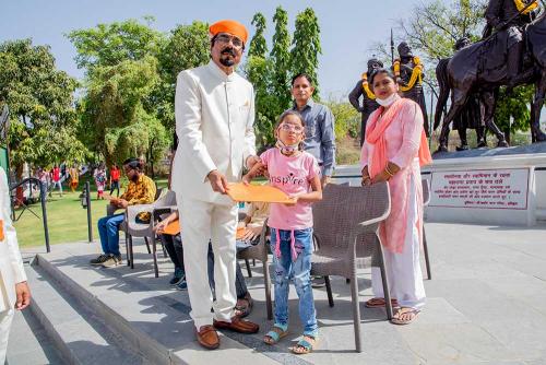 On the occasion of Pratap Jayanti, Honorable Secretary of MPSS Distributed Books, Clothes and other necessities at Veer Bhawan to the Blind Students of Pragya Chakshu Sansthan Andha Vidyalaya, Malla Talai, Ambamata, Udaipur